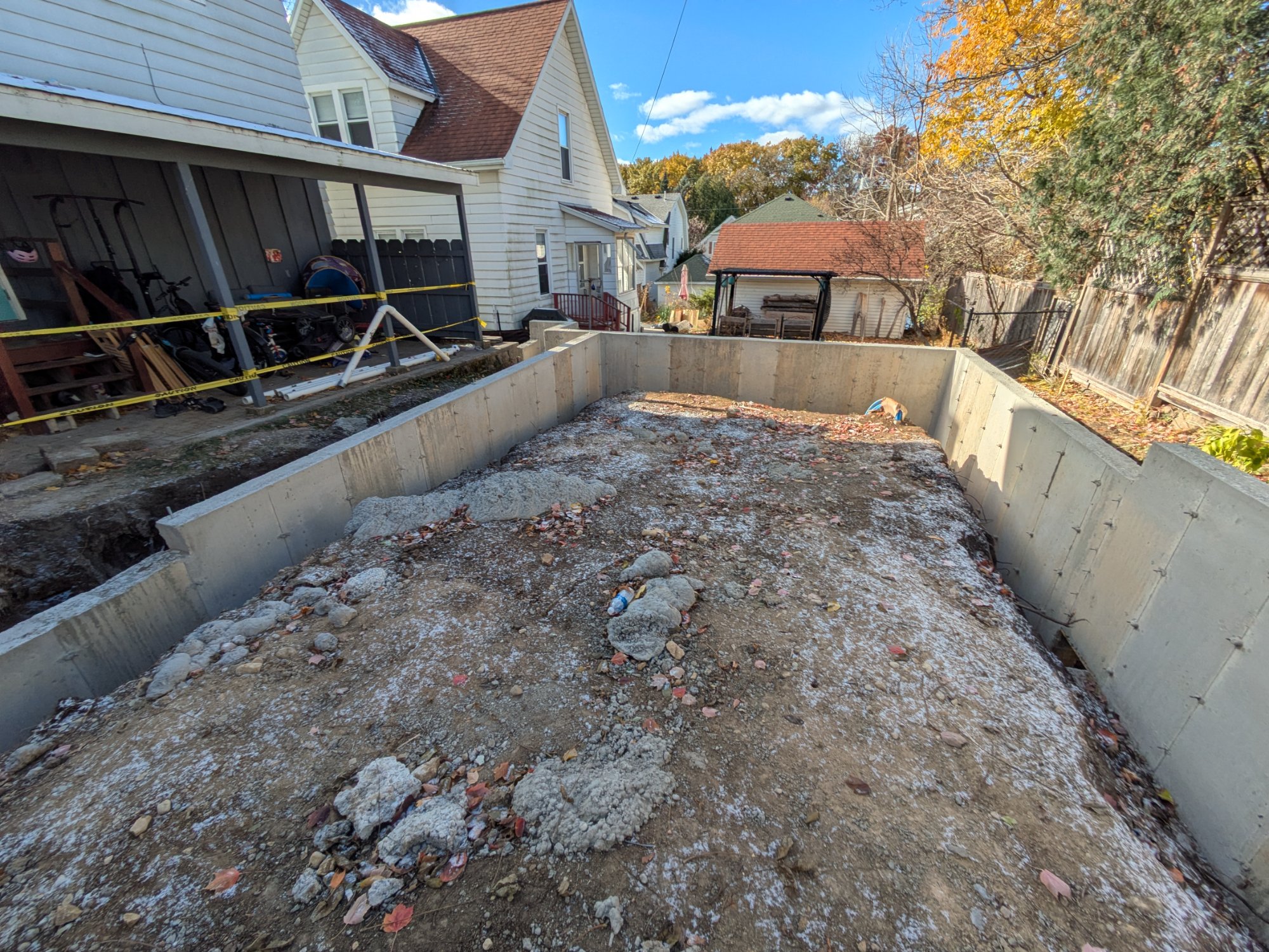 Foundation walls poured before slab — Henry Vilas ADU project Madison WI